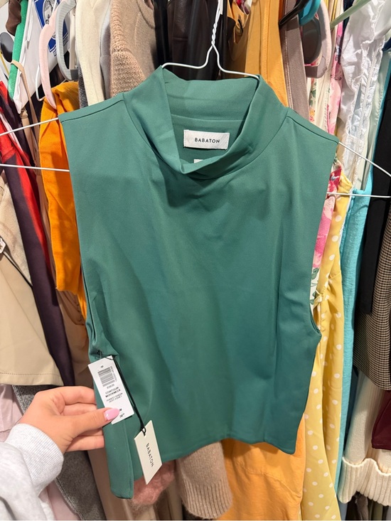 Babaton Tops - Babaton Teal Sleeveless Mock Neck Top